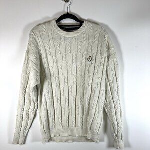 CHAPS Ralph Lauren Cable Knit Sweater Sz XL‎ Beige Pullover Vintage Crew Preppy